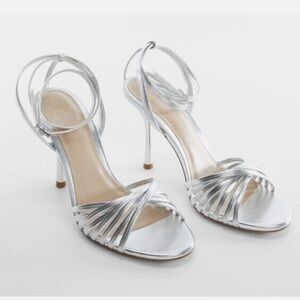 Mango Silver Strappy Healed Sandals